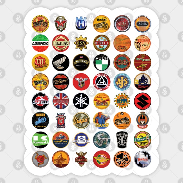 Vintage Motorcycles of the world Sticker by Midcenturydave